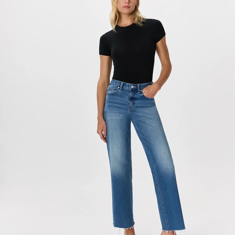 Bella Stretch Wide-Leg Jeans in Twilight Blue Fray